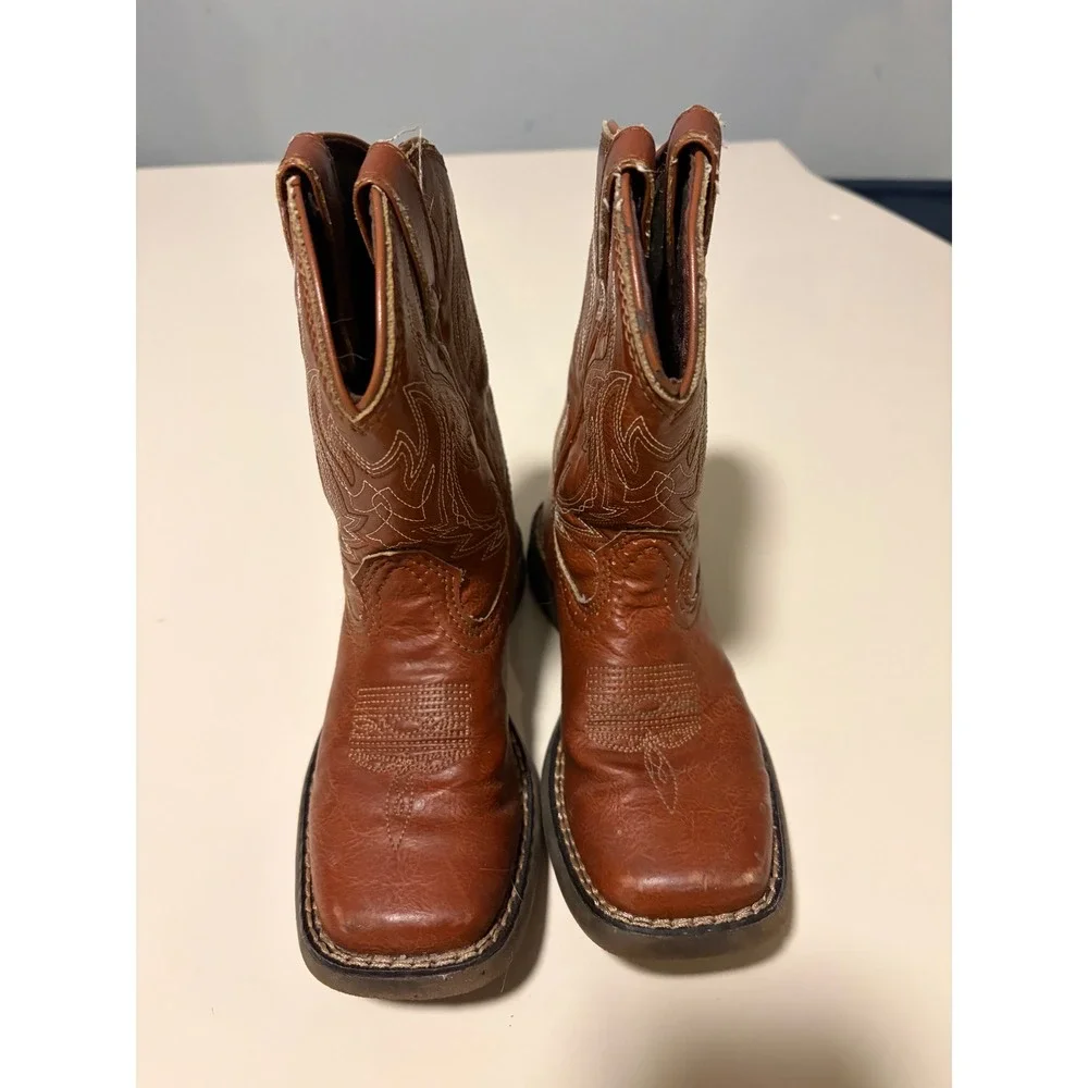 Durango Lil Durango Kids Western Boots Rodeo Brown Square Toe DBT0221S Size 12M
